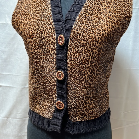 Vintage Lianne Barnes Leopard Cow Hair and Knit Vest - Picture 9 of 9